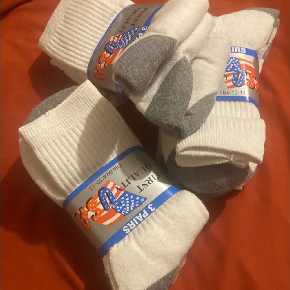 Premium White and Gray Athletic Socks - 3 in the Pack ea.